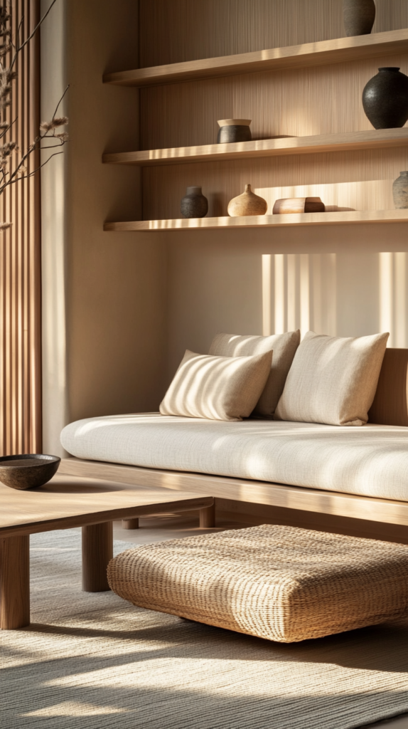 Minimal furniture with Japandi design—functional and serene.