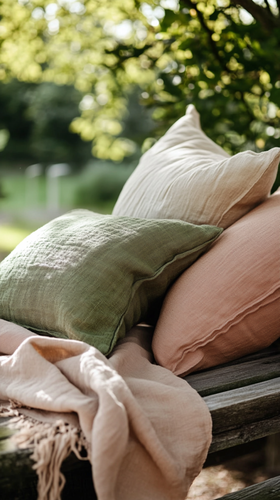  Cozy earth-tone color palette used for pergola textiles