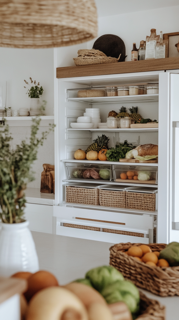 Fridge with clearly zoned shelves and bins for daily use categories